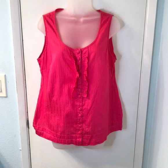 St. John’s Bay Pink Sleeveless Ruffle Blouse L - Picture 1 of 7